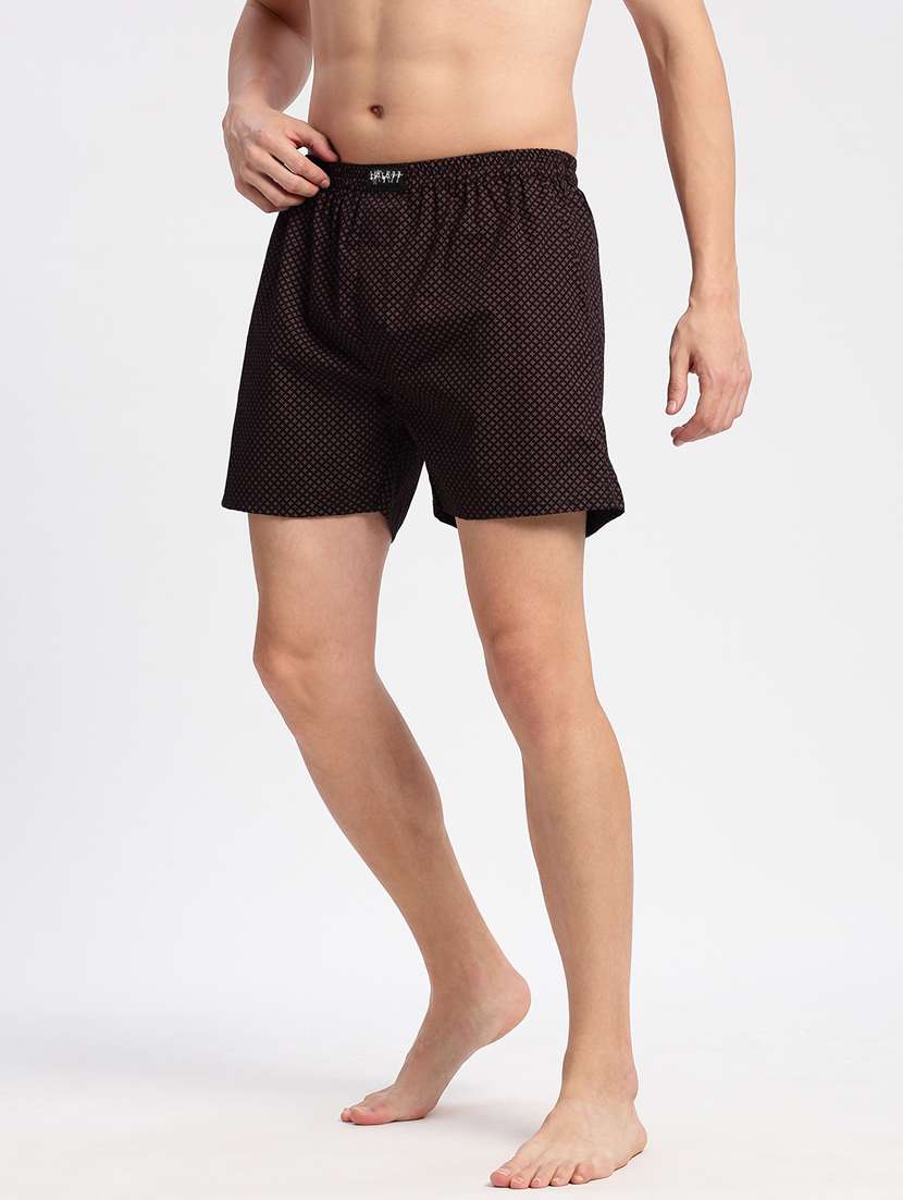 men black geometric printed boxer - 20960525 -  Standard Image - 1