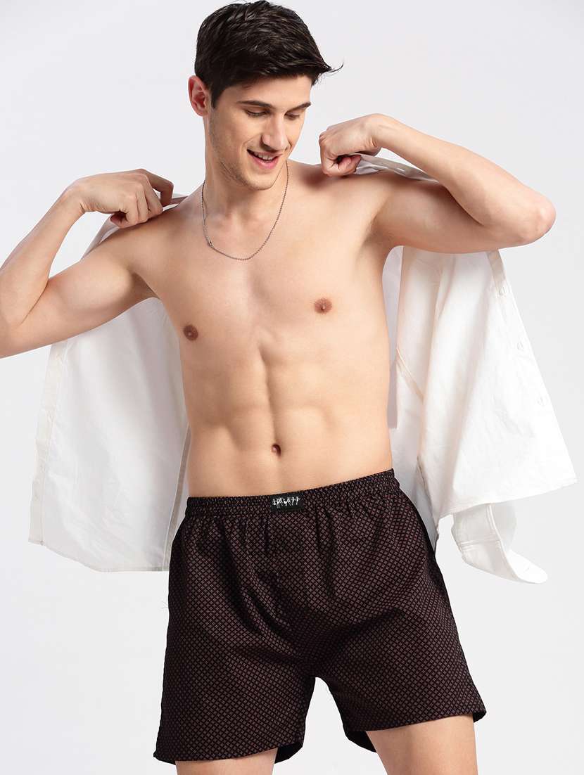 men black geometric printed boxer - 20960525 -  Standard Image - 4