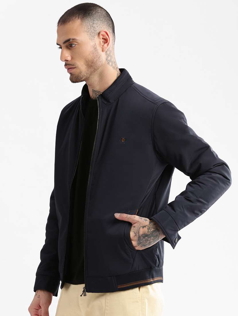 solid navy blue casual jacket - 20960536 -  Standard Image - 1