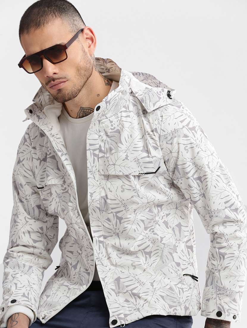 white printed detailed casual jacket with sweatshirt - 20960547 -  Standard Image - 4