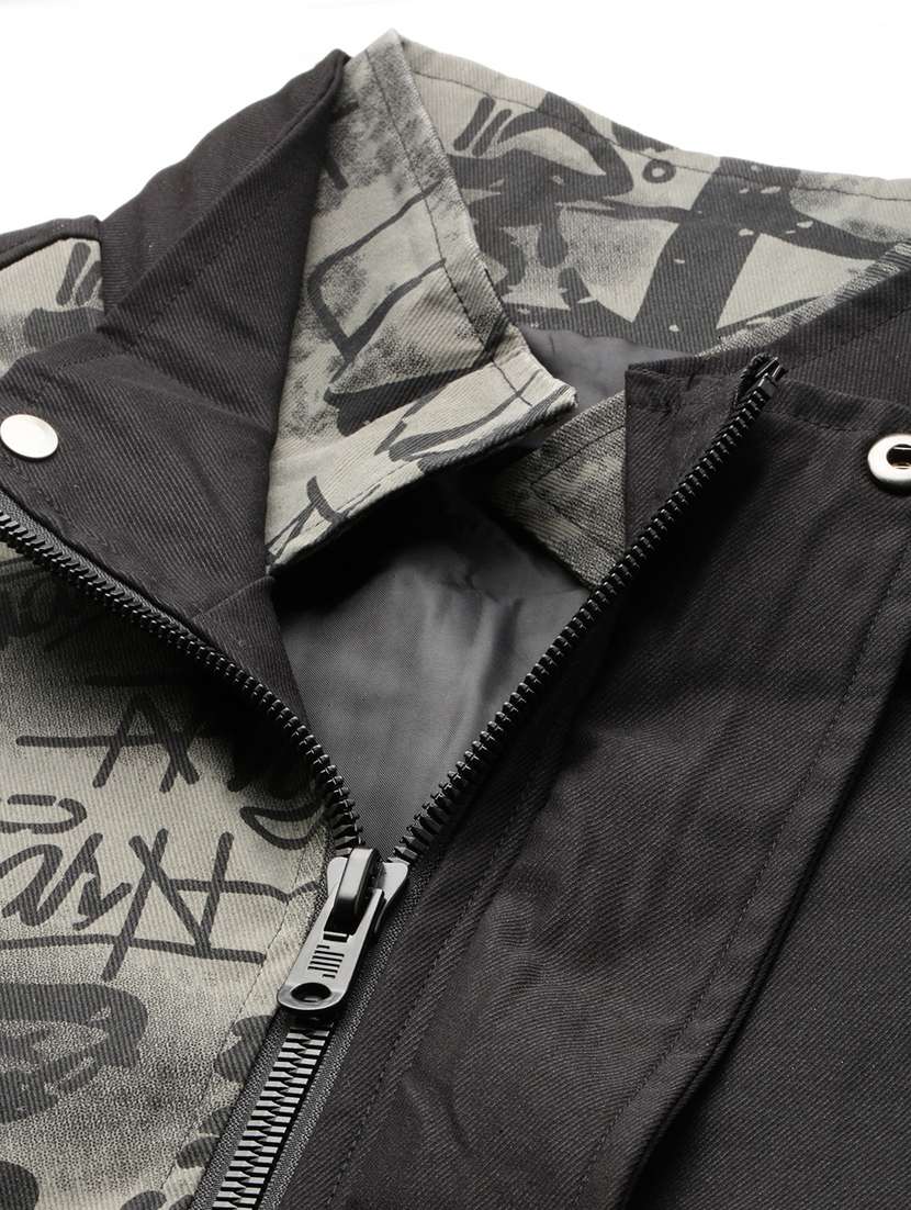 black printed detailed casual jacket - 20960550 -  Standard Image - 6