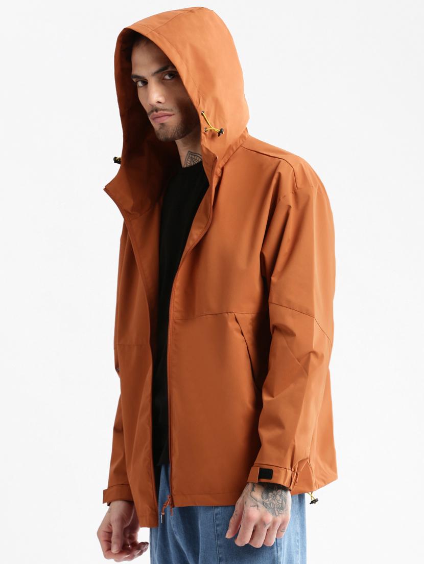 solid rust detailed casual hooded jacket - 20960558 - Standard Image - 1