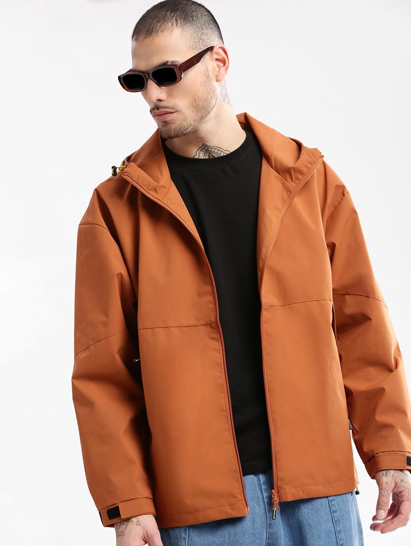 solid rust detailed casual hooded jacket - 20960558 - Standard Image - 4