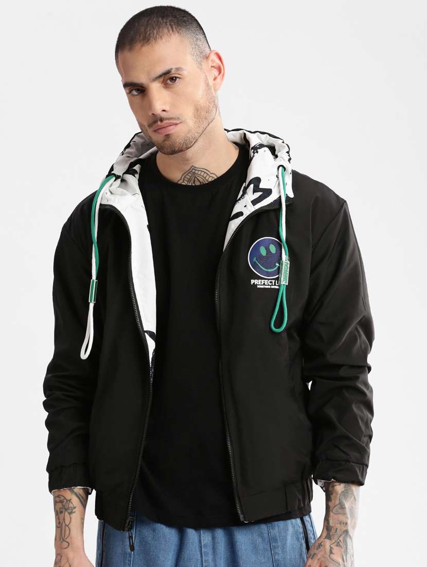 white printed detailed casual reversible hooded jacket - 20960562 -  Standard Image - 4