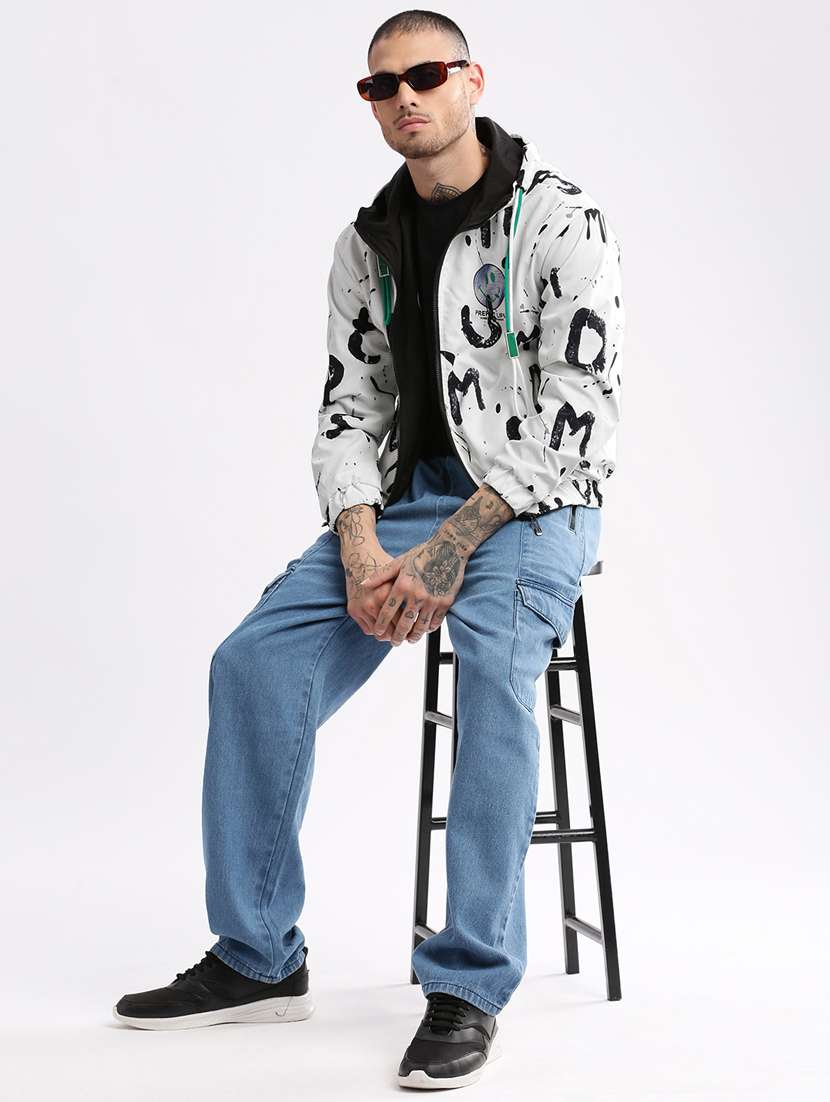 white printed detailed casual reversible hooded jacket - 20960562 -  Standard Image - 6