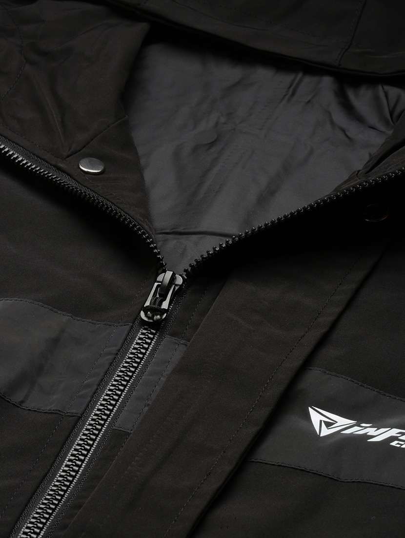 black printed detailed casual hooded jacket - 20960569 -  Standard Image - 6