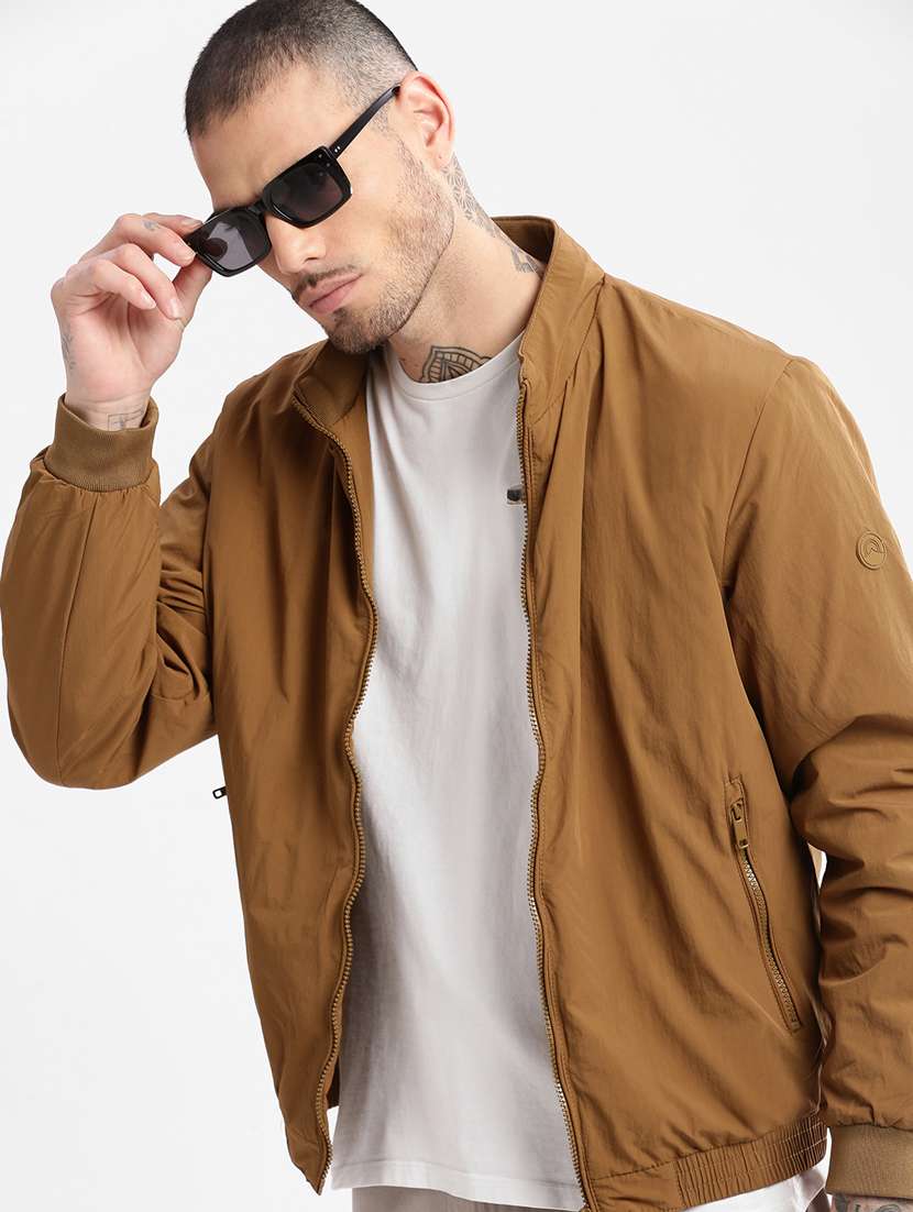 solid brown detailed casual jacket - 20960580 -  Standard Image - 4