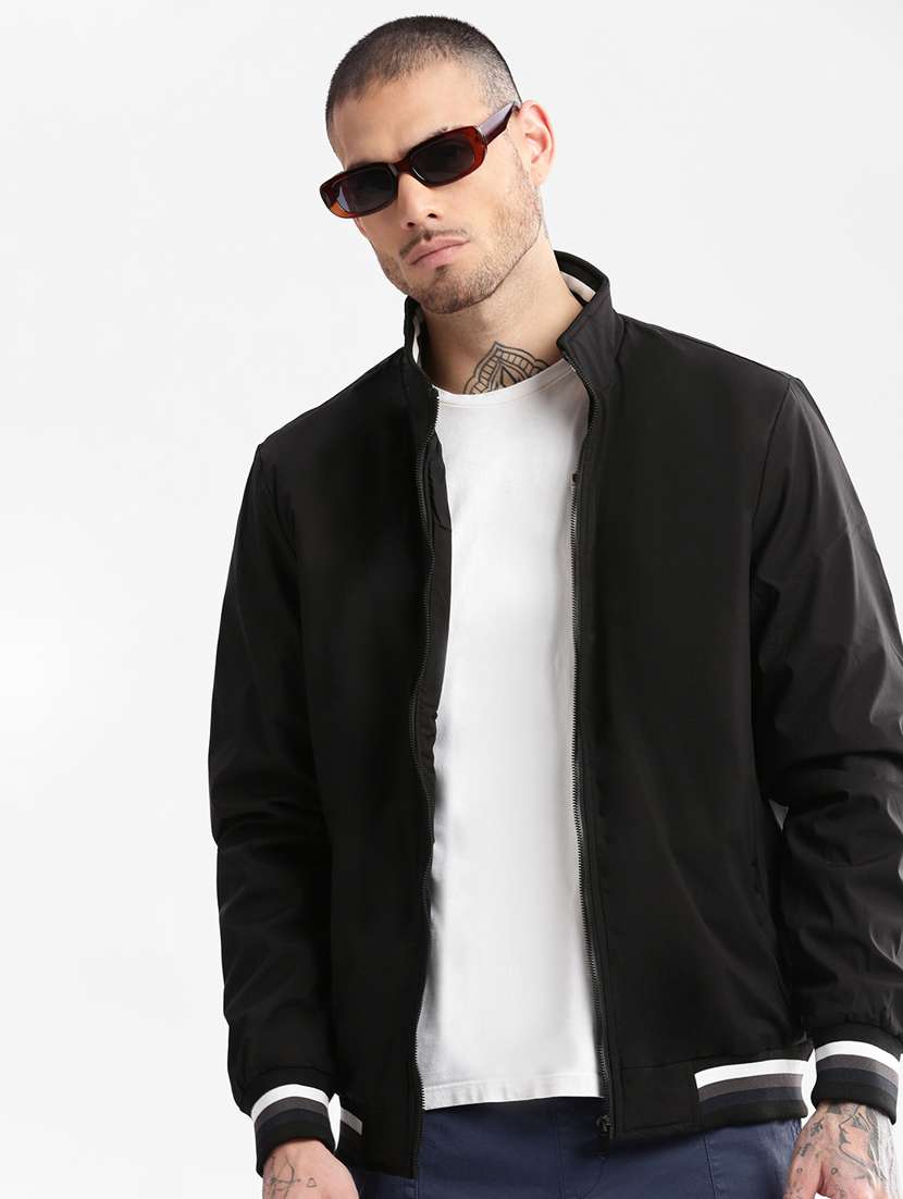 men solid long sleeve bomber jacket - 20960584 -  Standard Image - 4