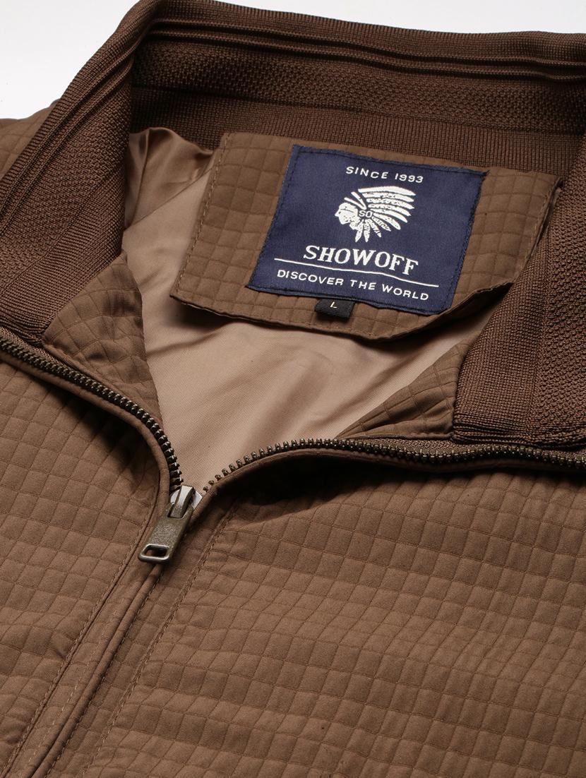 brown self design detailed casual jacket - 20960588 - Standard Image - 6