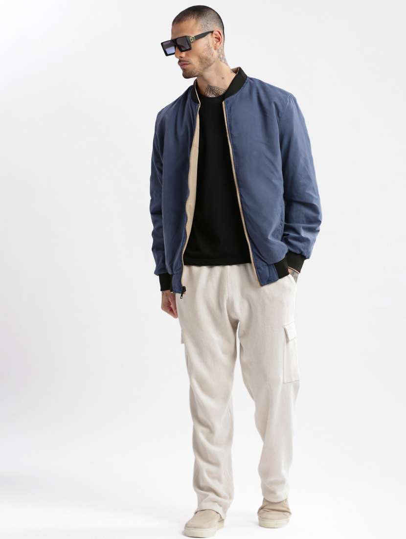 solid blue detailed casual reversible jacket - 20960590 - Standard Image - 6