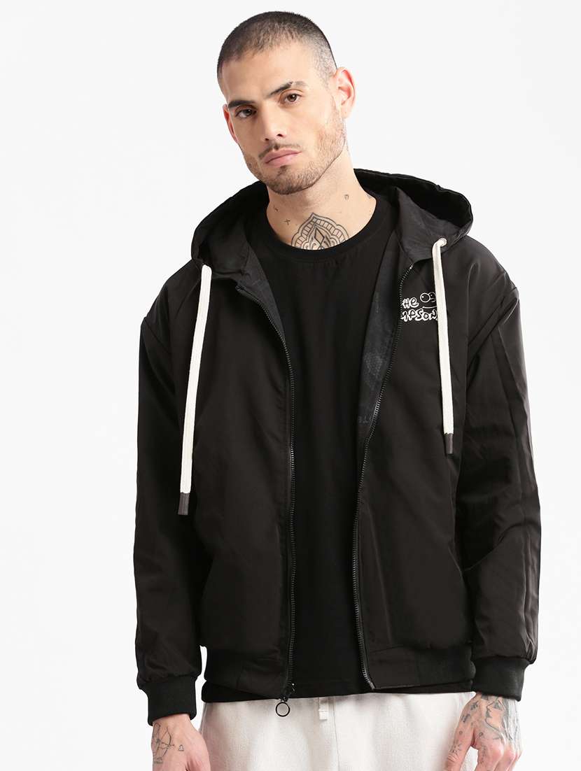 black back print casual jacket - 20960596 -  Standard Image - 1