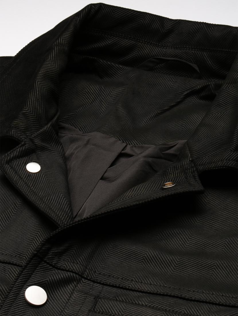 solid black detailed casual jacket - 20960599 - Standard Image - 6