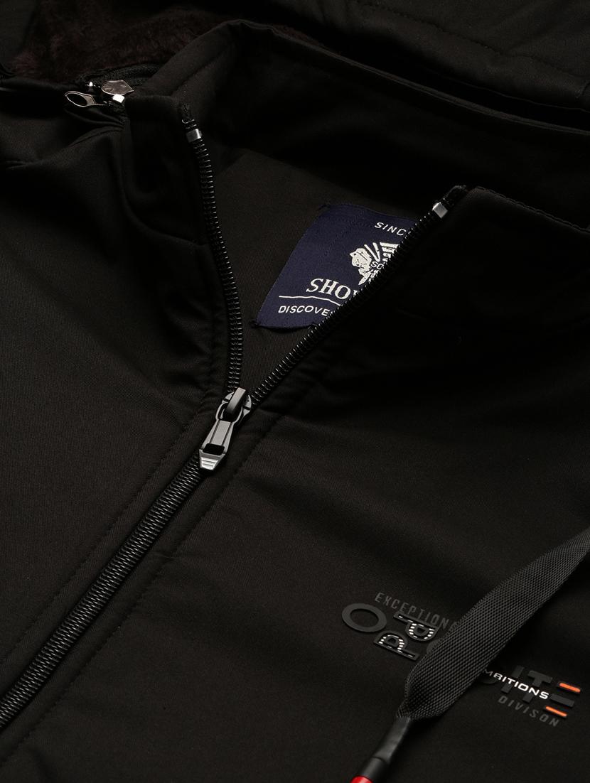 solid black detailed casual hooded jacket - 20960616 - Standard Image - 6