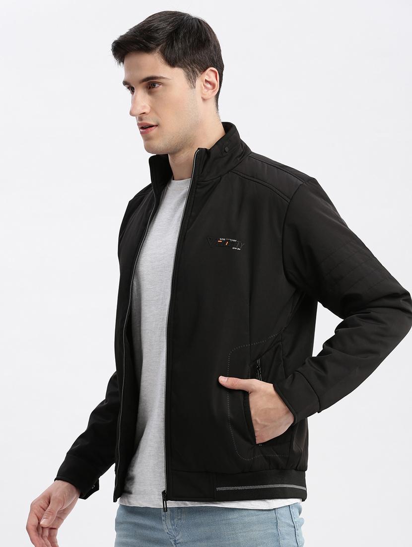 solid black detailed casual jacket - 20960618 - Standard Image - 1