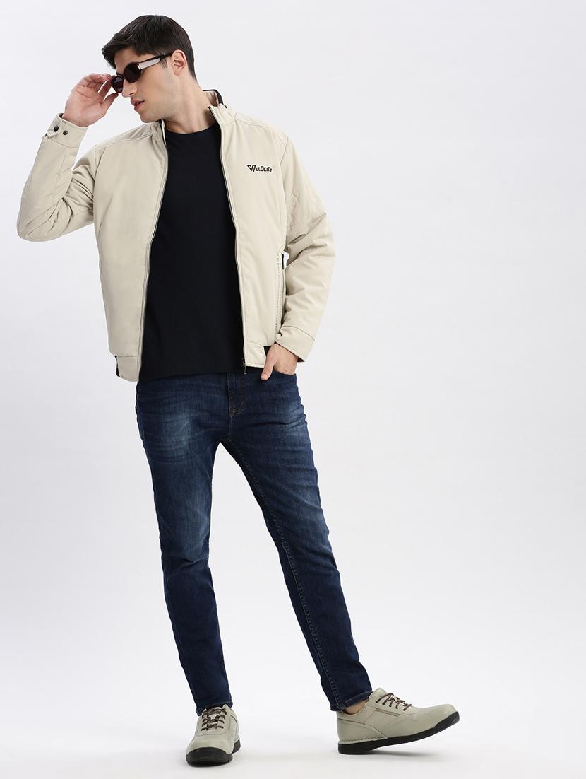 cream solid nylon casual jacket - 20960620 - Standard Image - 4