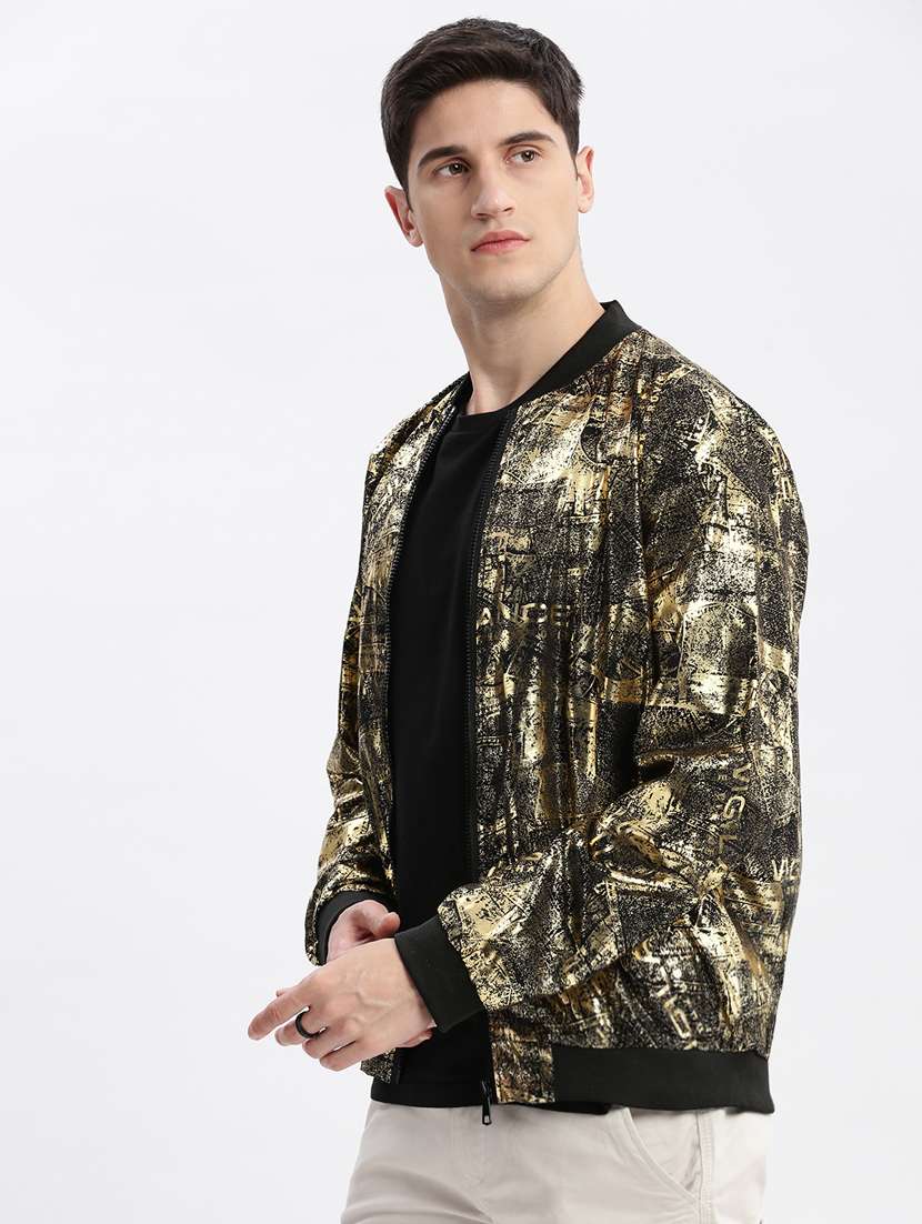 black printed casual jacket - 20960673 -  Standard Image - 1