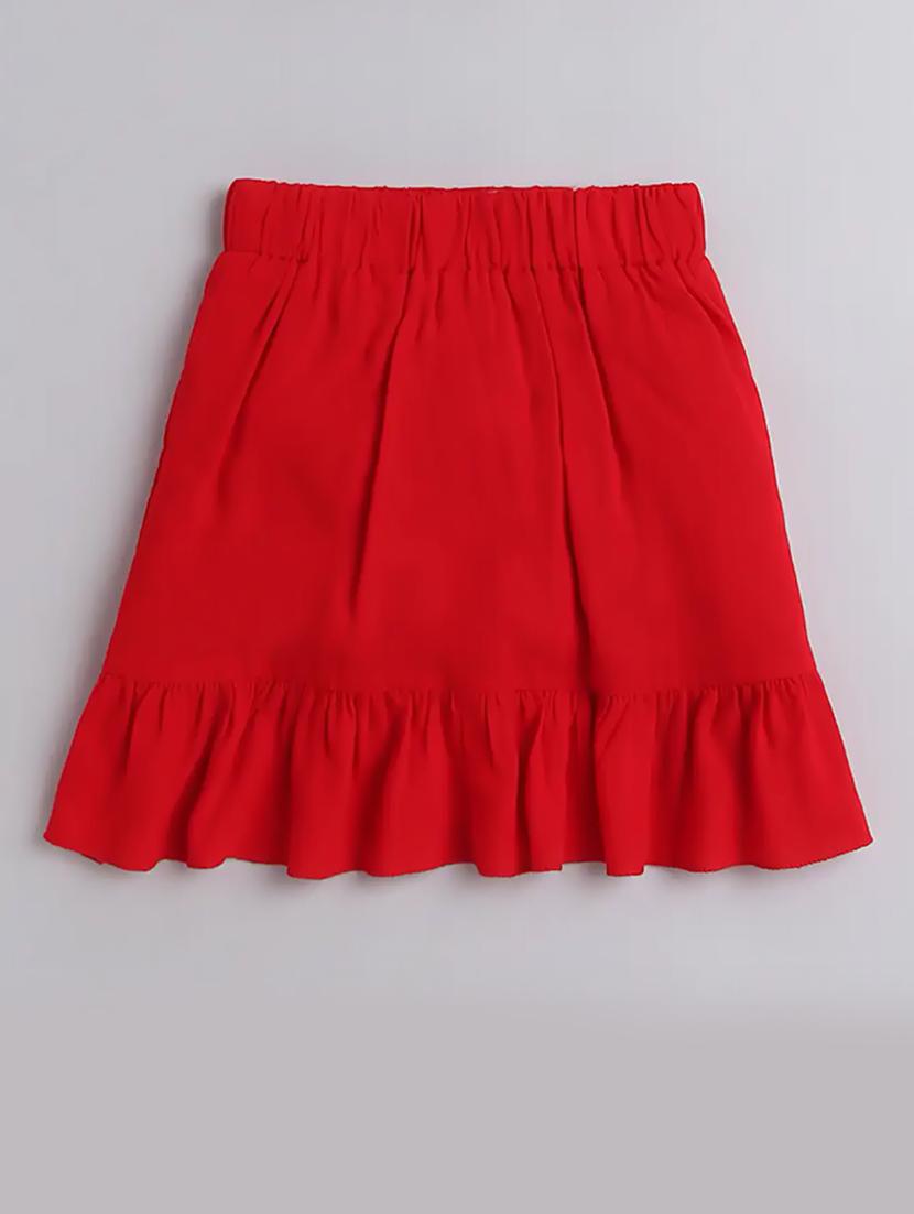 red solid flared skirt - 20960675 - Standard Image - 1