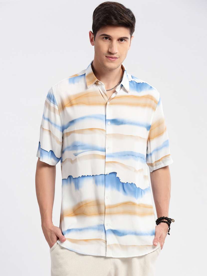 men collared short sleeve casual shirt