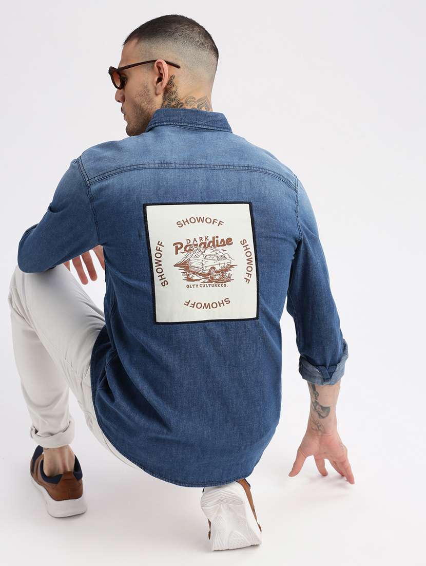 blue denim casual shirt - 20960717 -  Standard Image - 4