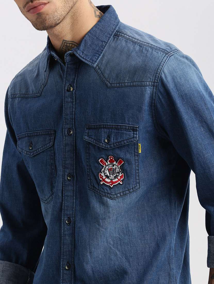 blue denim casual shirt - 20960717 -  Standard Image - 6