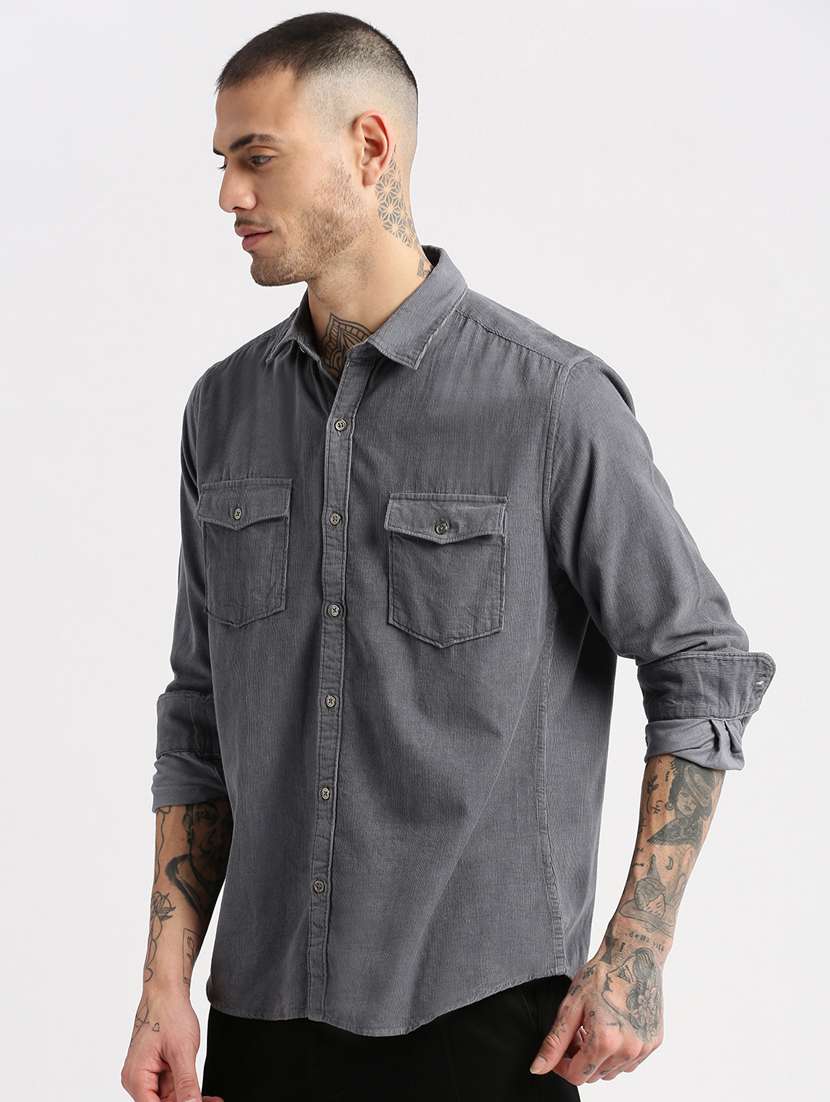 men collared long sleeve casual shirt - 20960728 -  Standard Image - 1
