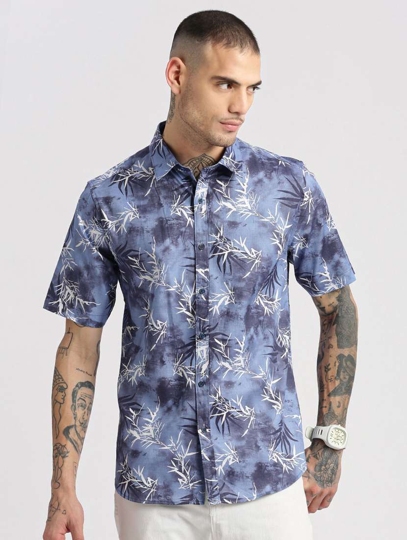 men collared short sleeve casual shirt