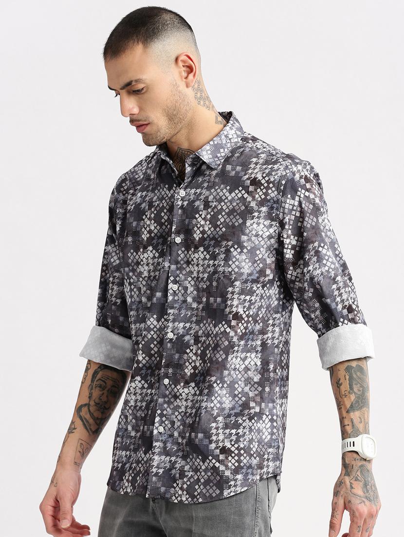 men collared long sleeve casual shirt - 20960759 - Standard Image - 1