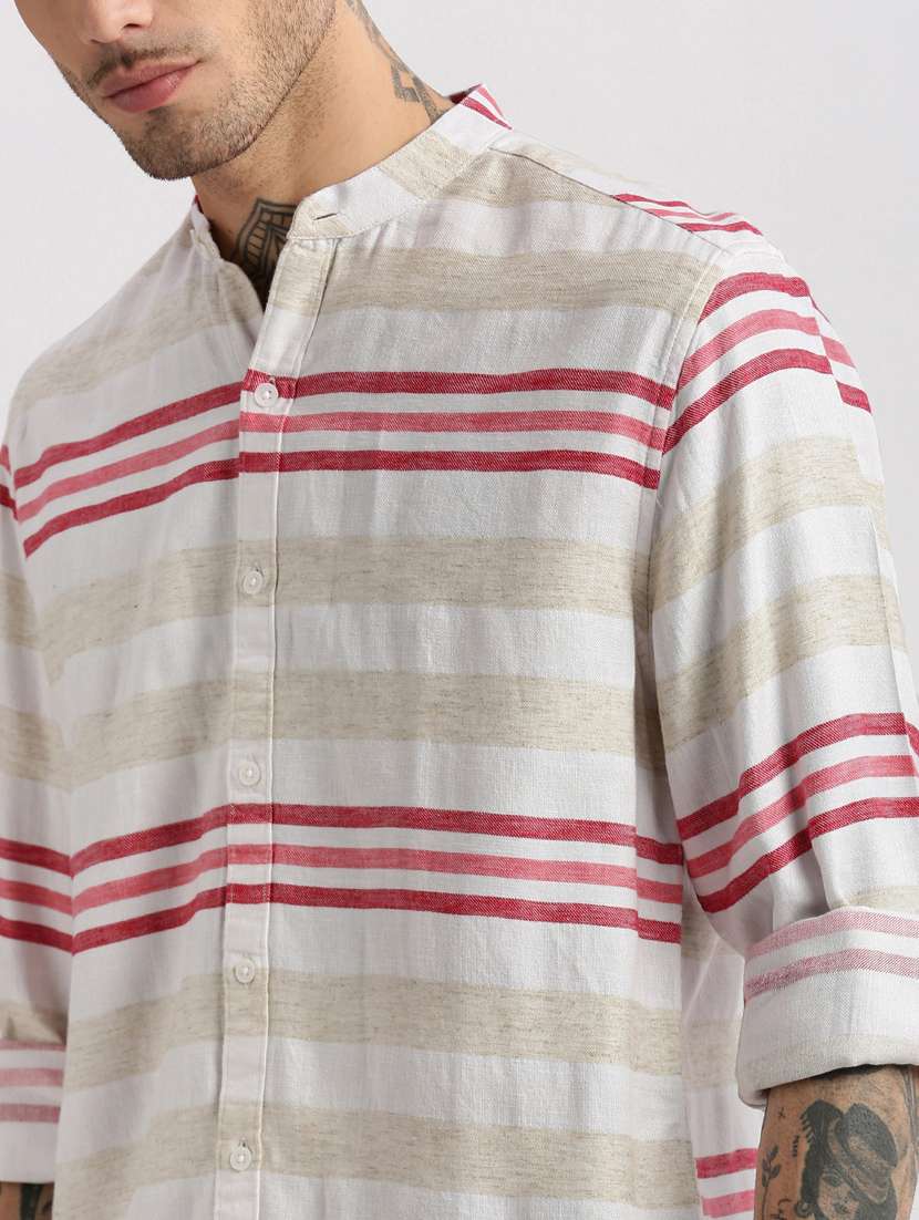 men off-white stripes printed casual shirt - 20960767 -  Standard Image - 6