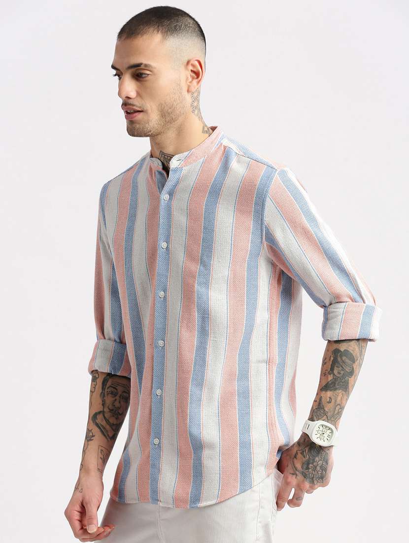 men multi color stripes casual shirt - 20960773 -  Standard Image - 1