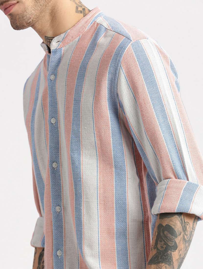 men multi color stripes casual shirt - 20960773 -  Standard Image - 6