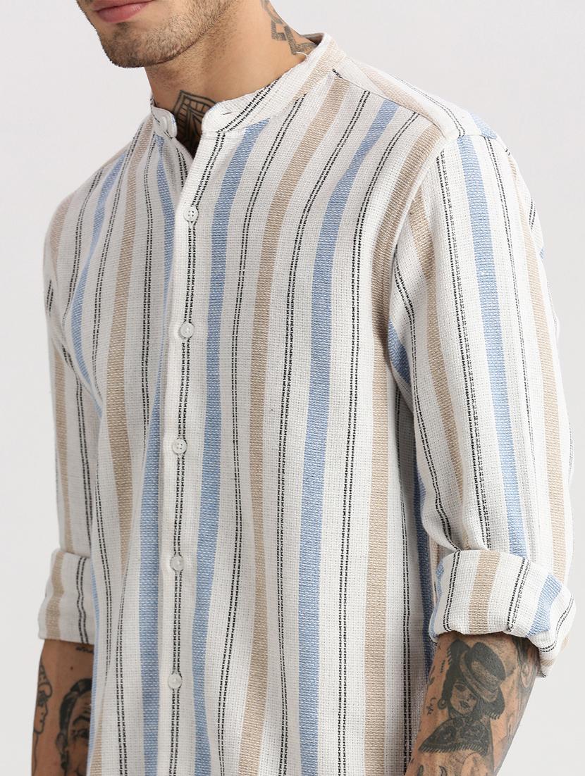 men mandarin collar long sleeve casual shirt - 20960774 - Standard Image - 6