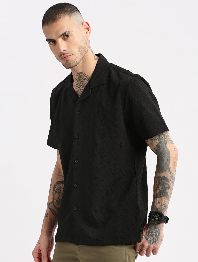 men black solids casual shirt - 20960790 - Standard Image - 1