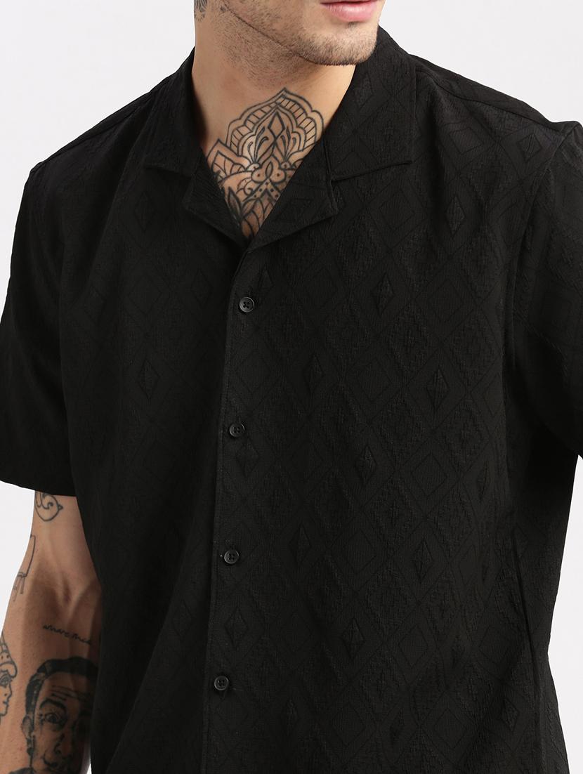 men black solids casual shirt - 20960790 - Standard Image - 6