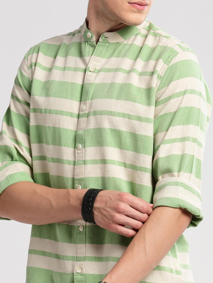 men long sleeve horizontal stripes casual shirt - 20960795 - Standard Image - 6