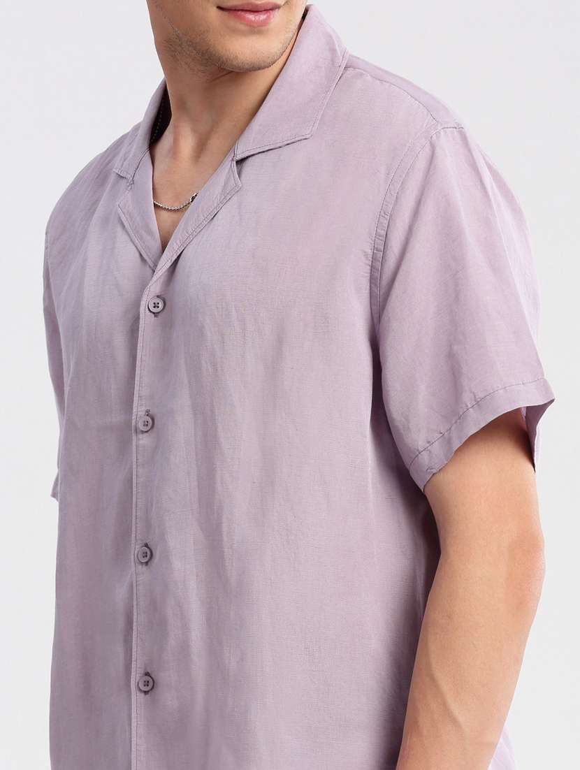 men solid short sleeve casual shirt - 20960810 - Standard Image - 6