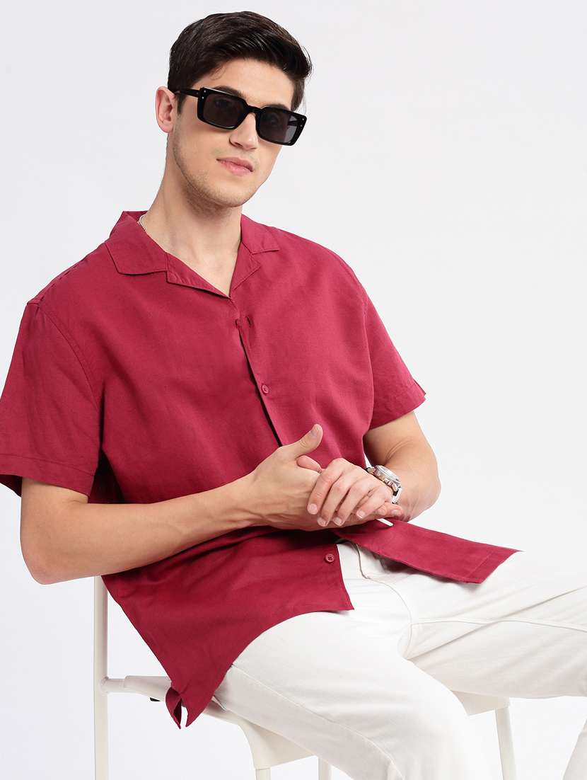 men solid short sleeve casual shirt - 20960816 - Standard Image - 4