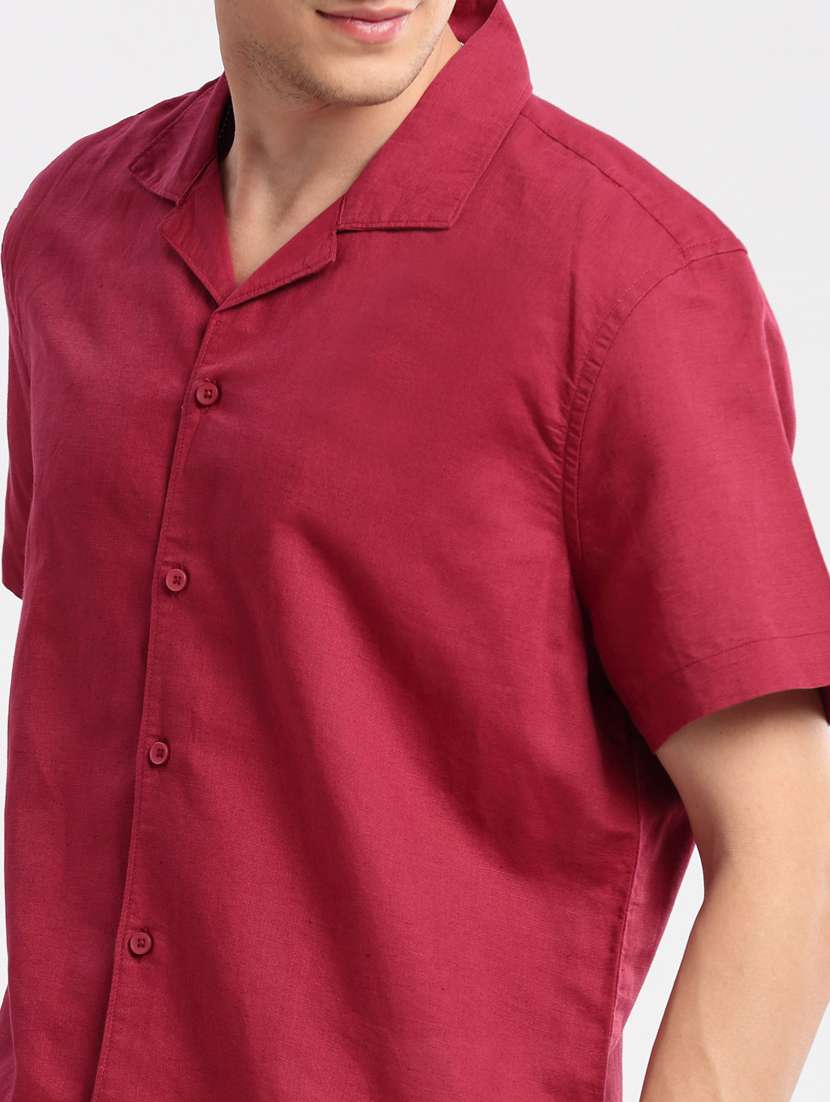 men solid short sleeve casual shirt - 20960816 - Standard Image - 6
