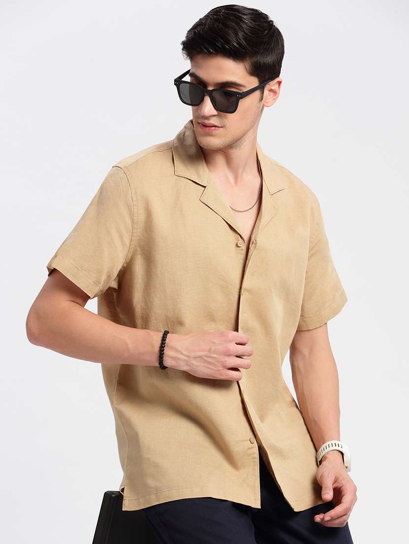 men solid short sleeve casual shirt - 20960818 -  Standard Image - 4