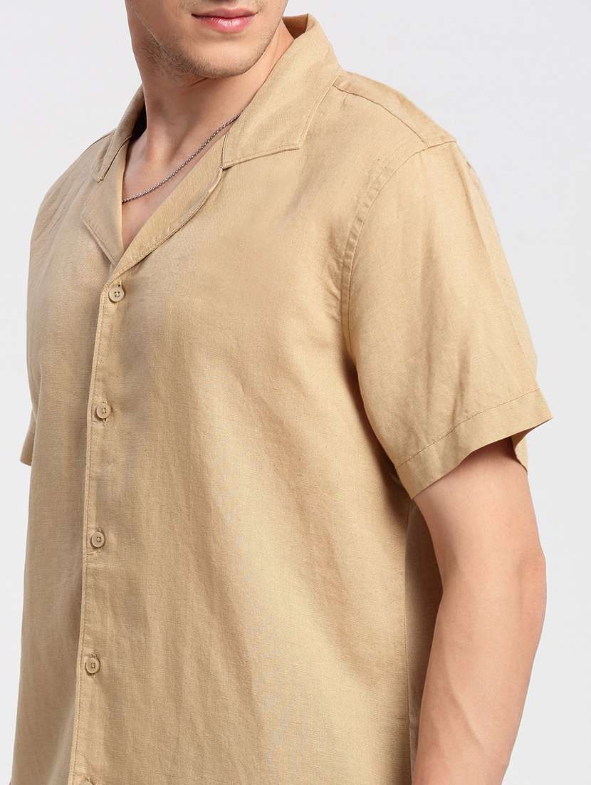 men solid short sleeve casual shirt - 20960818 -  Standard Image - 6
