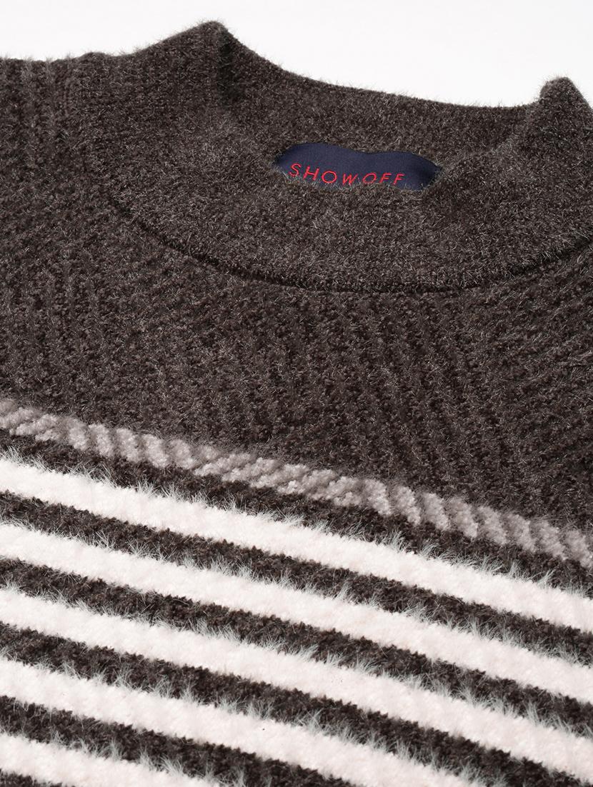 olive striped acrylic pullover - 20960833 - Standard Image - 6