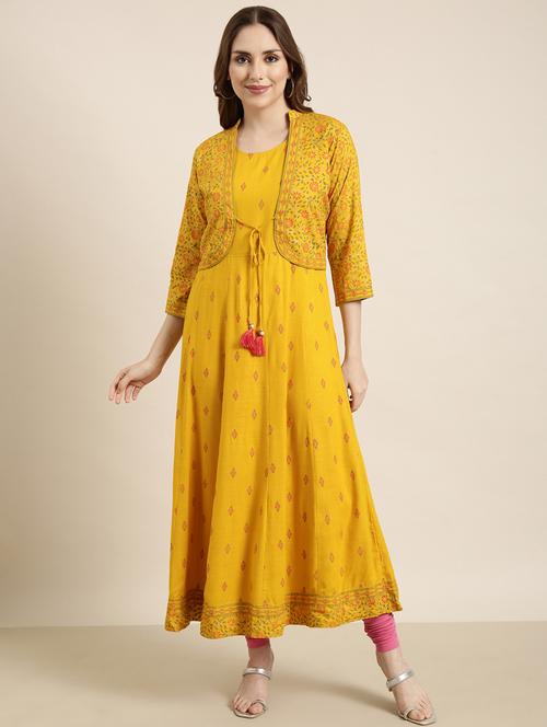 women sleeveless anarkali kurta with jacket - 20960880 - Standard Image - 0