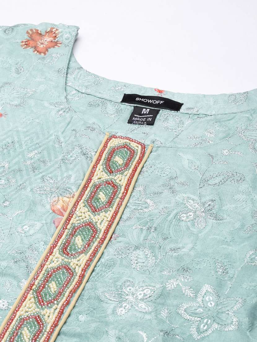 women three quarter sleeve straight kurta - 20960882 -  Standard Image - 6