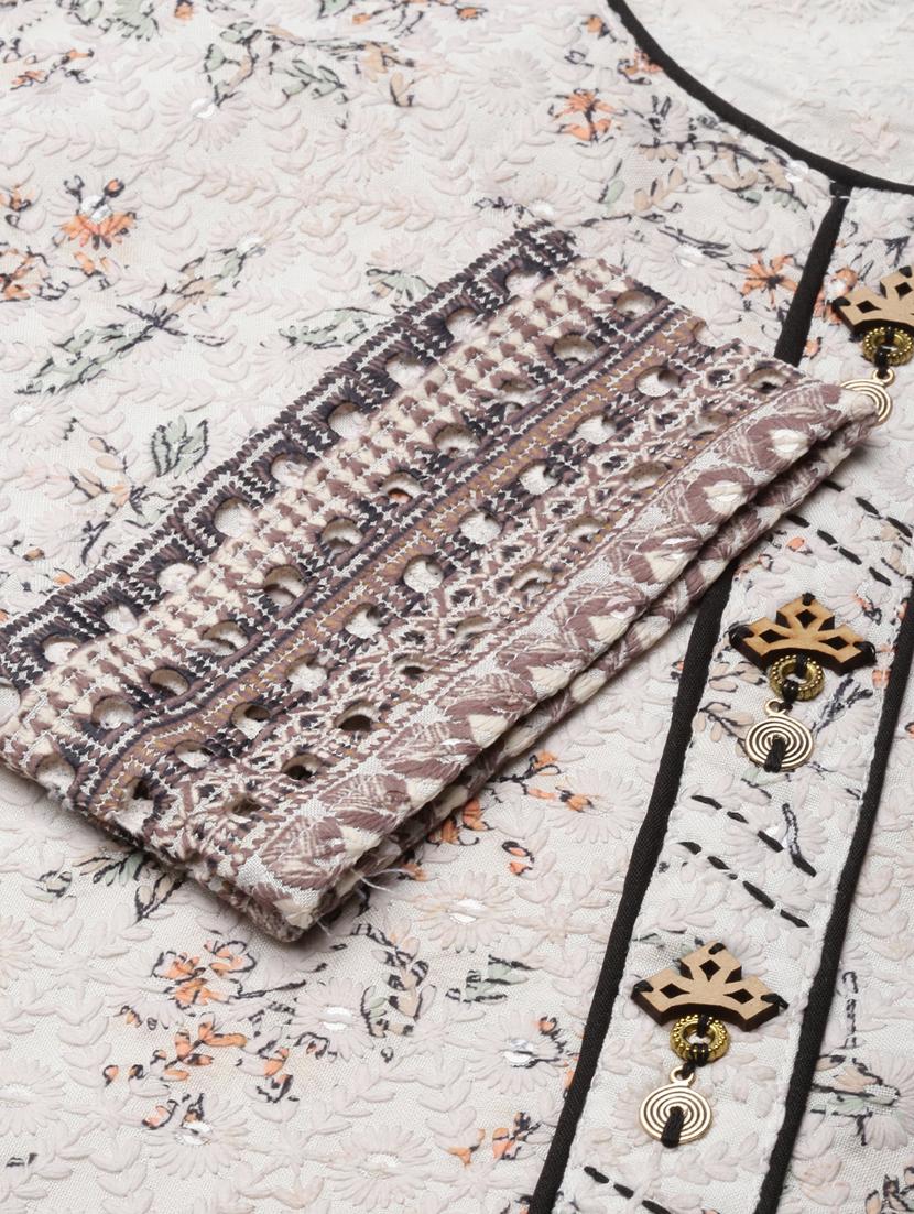 women beige round neck straight kurta - 20960884 - Standard Image - 6