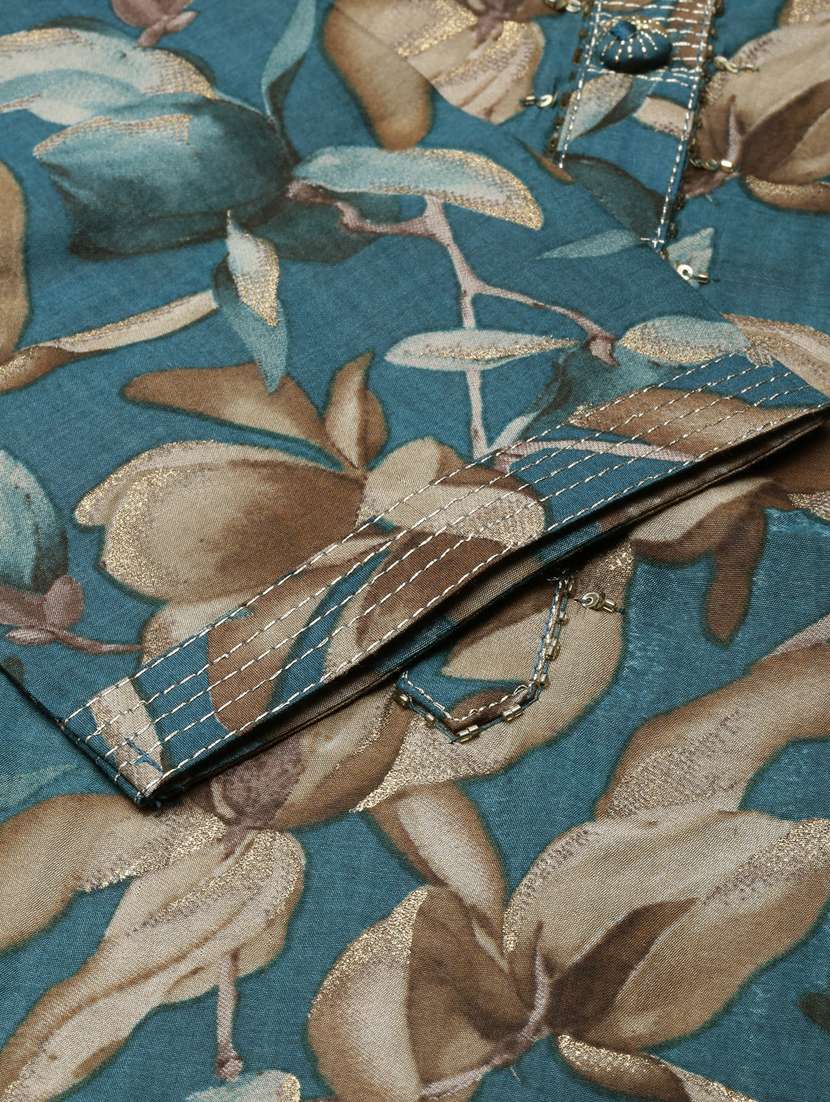 women teal round neck straight kurta - 20960890 -  Standard Image - 6