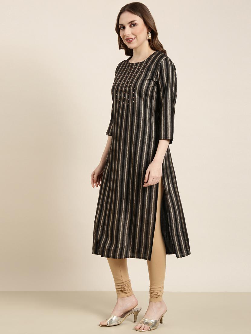 women three quarter sleeve straight kurta - 20960909 - Standard Image - 1
