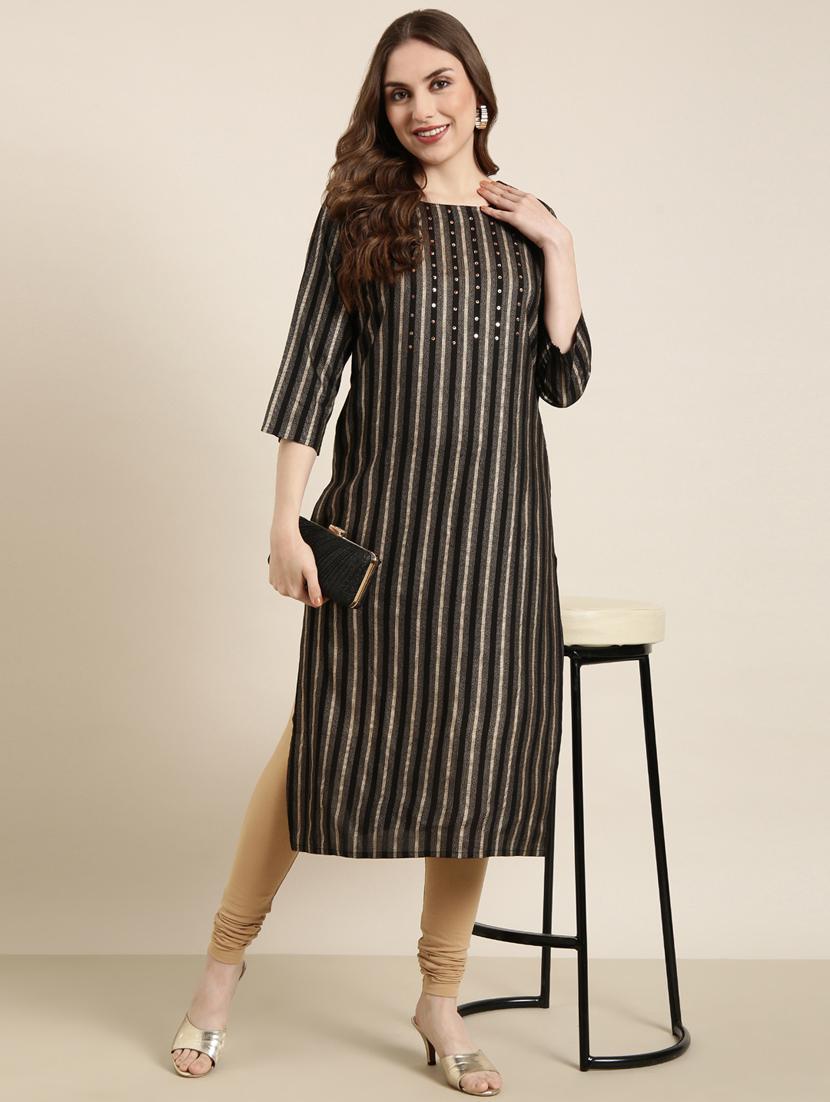 women three quarter sleeve straight kurta - 20960909 - Standard Image - 4