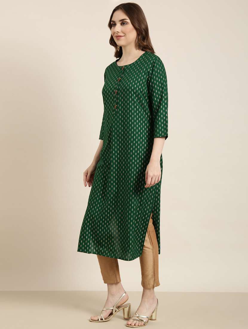 women three quarter sleeve straight kurta - 20960914 -  Standard Image - 1