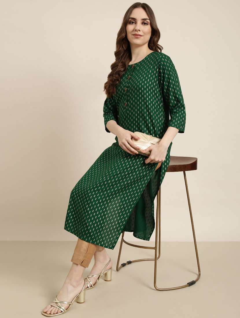 women three quarter sleeve straight kurta - 20960914 -  Standard Image - 4