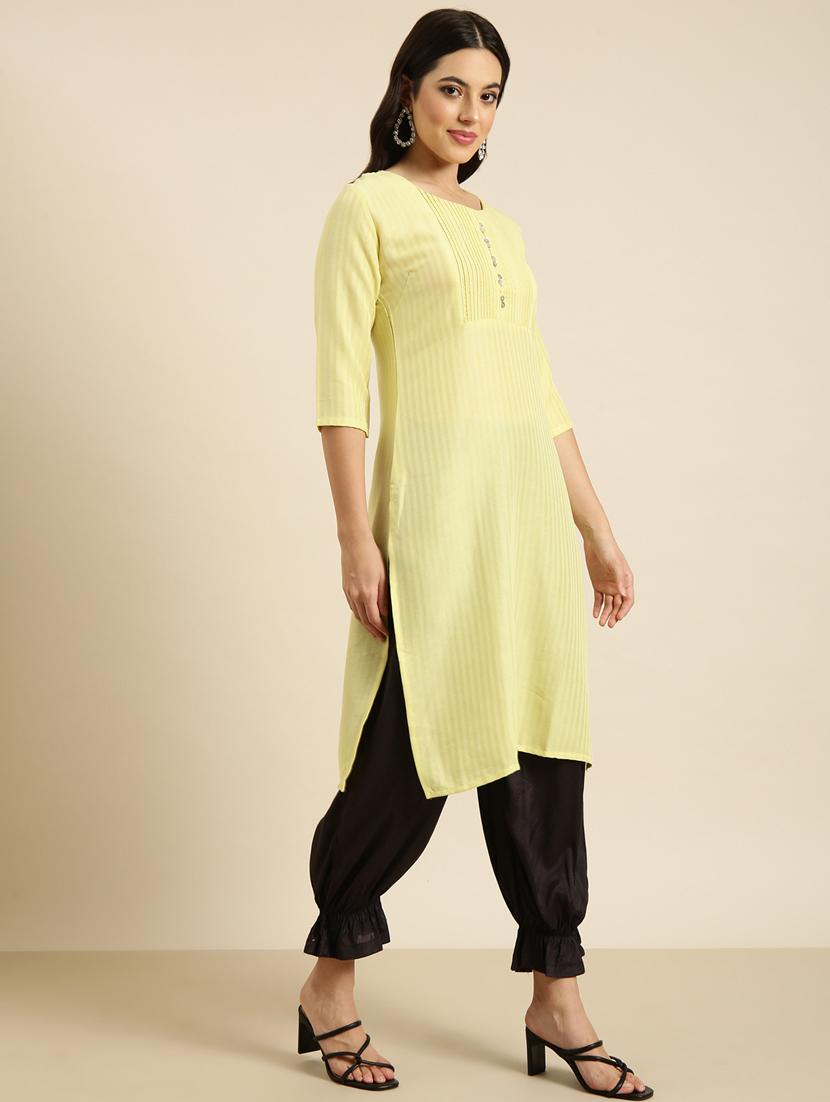 women three quarter sleeve straight kurta - 20960931 -  Standard Image - 1
