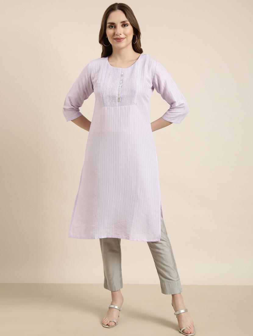 women three quarter sleeve straight kurta - 20960932 - Zoom Image - 0